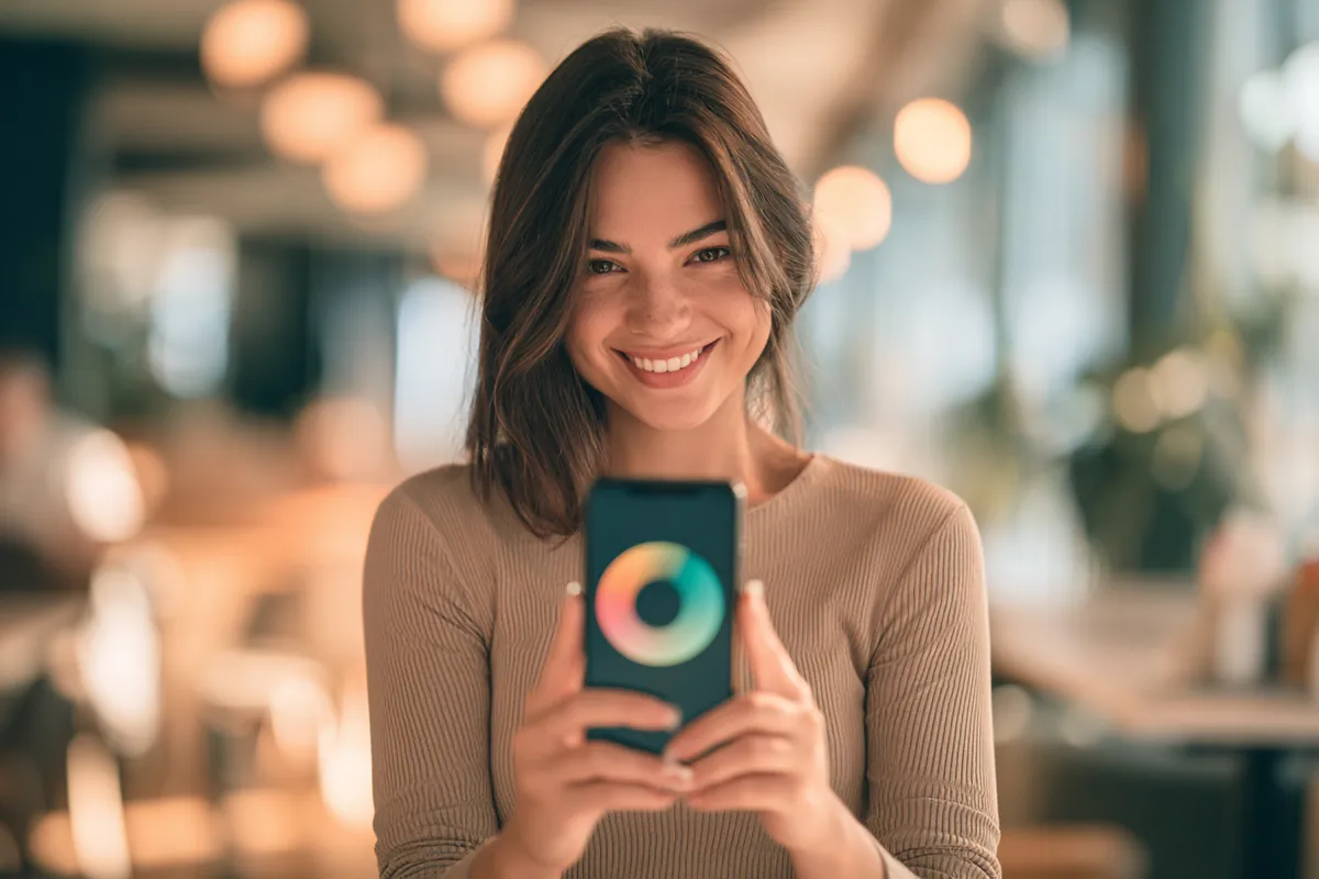 Woman checking her credit score on a smartphone before an Uplyft Capital personal loan request