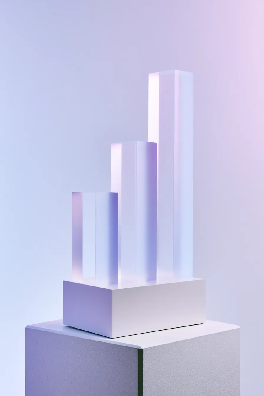 Ascending bar chart sculpture illustrating how personal loan rates rise with risk